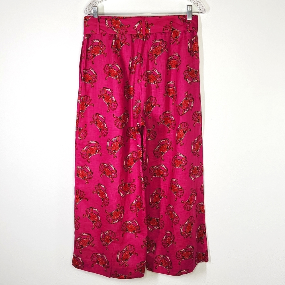 J Crew Womens Tie-waist Linen Pants in Ratti King Crab Print 12 - Picture 3 of 16